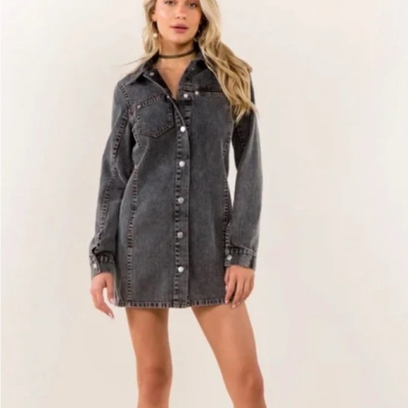 Whiteroom + Cactus Long Sleeve Denim Women’s Dress Size Small - Picture 6 of 7